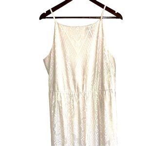 Rue 21 white spaghetti strap mini dress with long lace overlay women XL